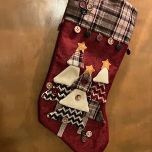 BUY NOW--NEW CHRISTMAS STOCKING W/9 TREES AND BUTTONS
 20” LONG WOW!🎄💋❤️BH